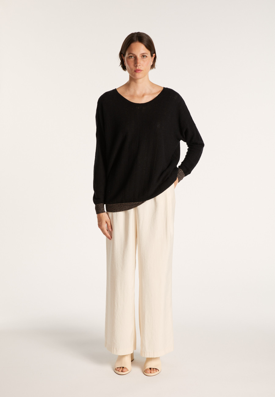 Suéter de cashmere e linho com gola redonda - Ambre