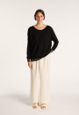 Pull col rond en cachemire lin - Ambre  6840- 05 Bleu Marine Noir