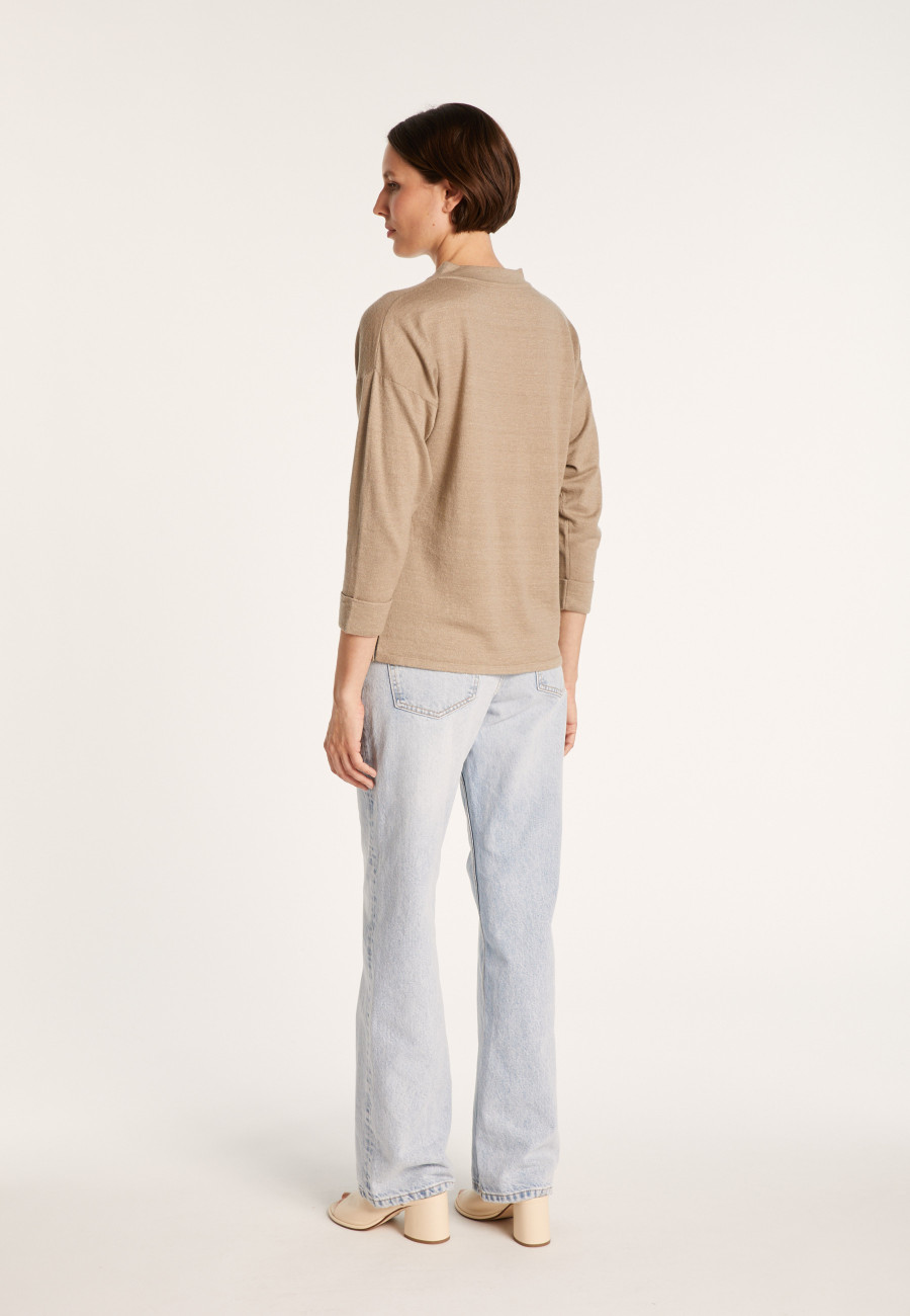 Cashmere linen sweater with button-down collar - Naza