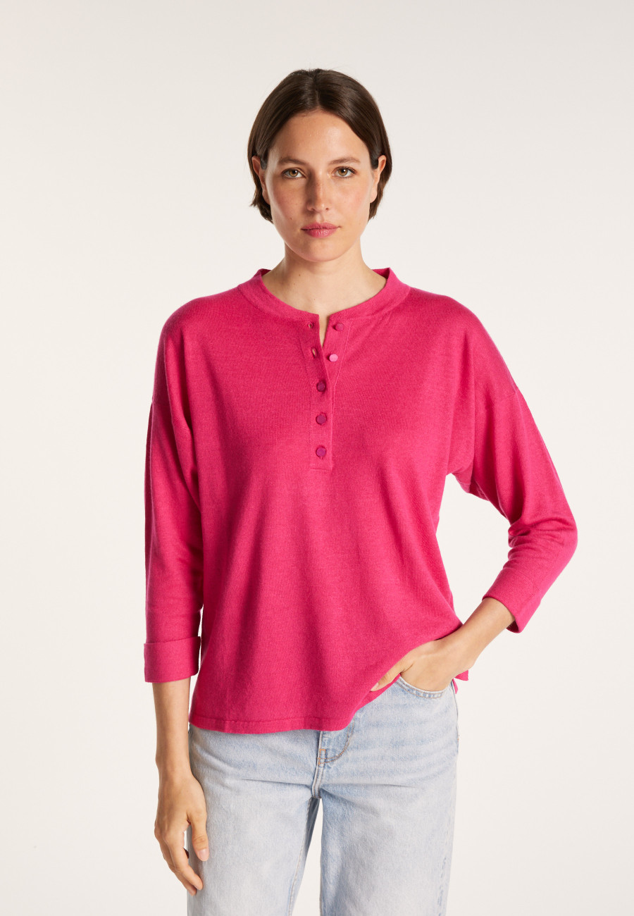 Cashmere linen sweater with button-down collar - Naza