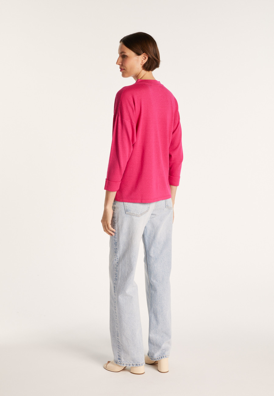 Cashmere linen sweater with button-down collar - Naza