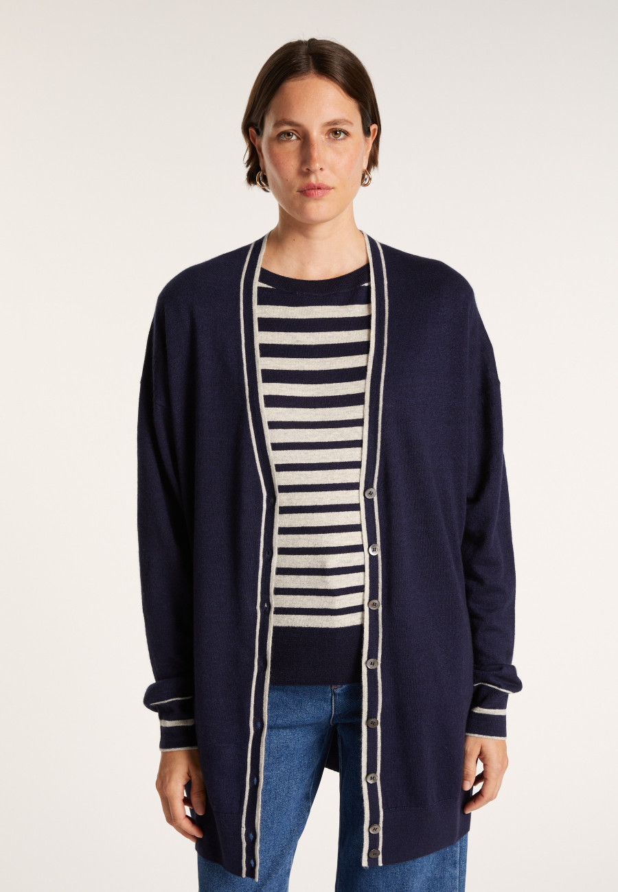 Long linen cashmere cardigan - Narcissa