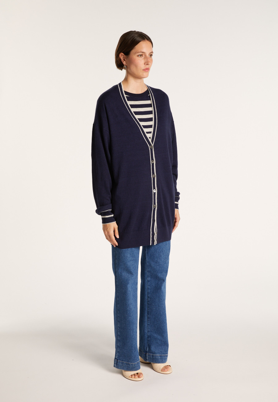 Long linen cashmere cardigan - Narcissa