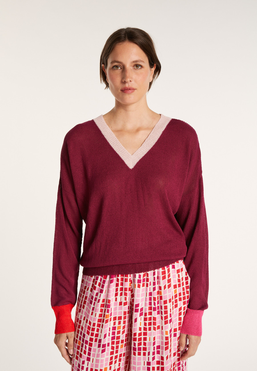 Loose V-neck sweater front and back - Naelie