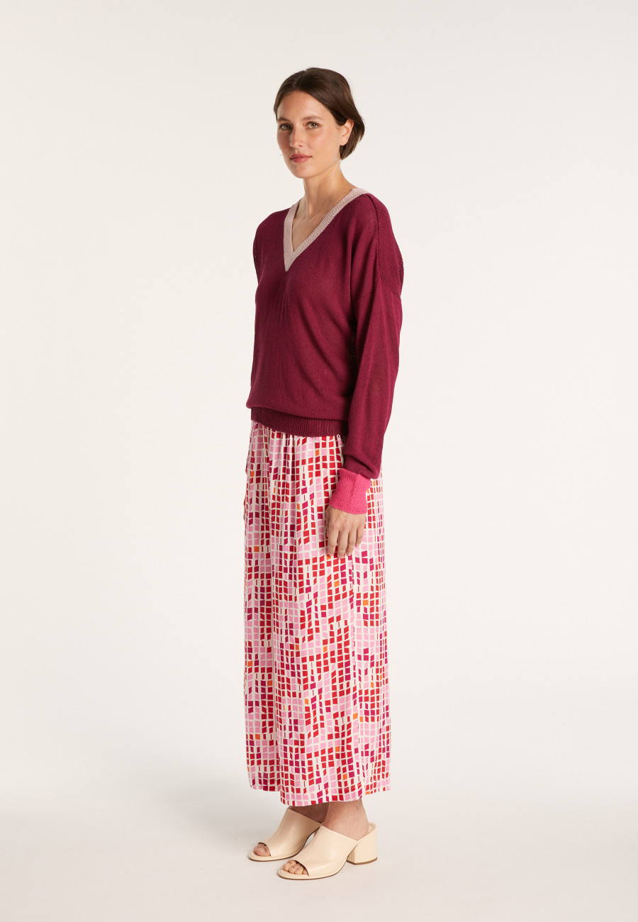 Loose V-neck sweater front and back - Naelie