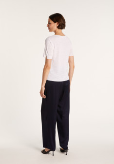 Slub linen t-shirt with Tunisian collar - Boheme