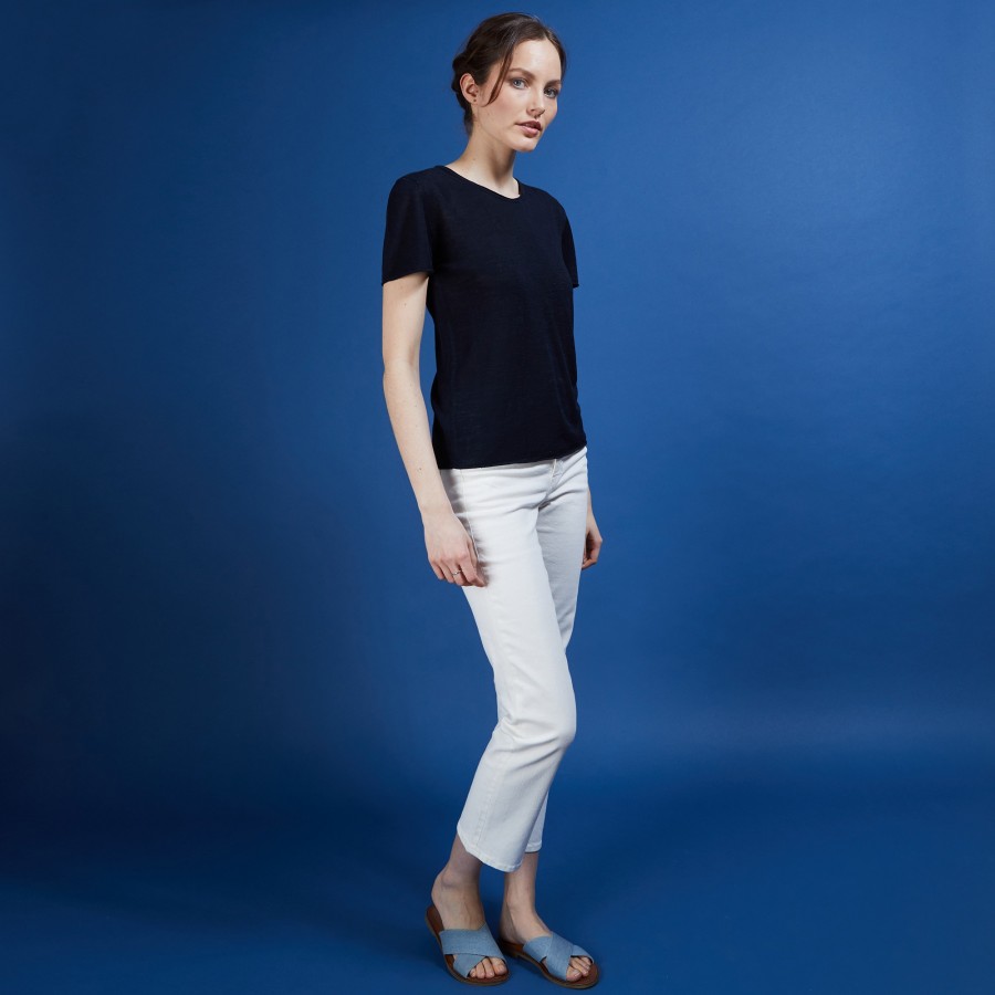 Flamed linen round neck T-shirt - Bang