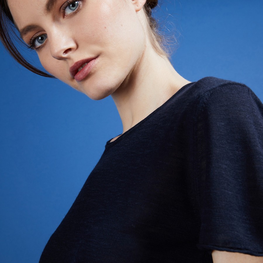 Flamed linen round neck T-shirt - Bang