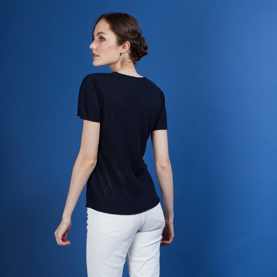 Flamed linen round neck T-shirt - Bang