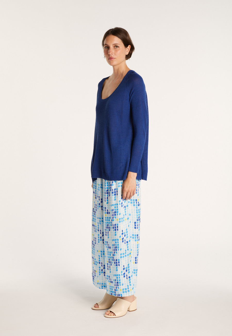 Round neck viscose crepe sweater - Babouche