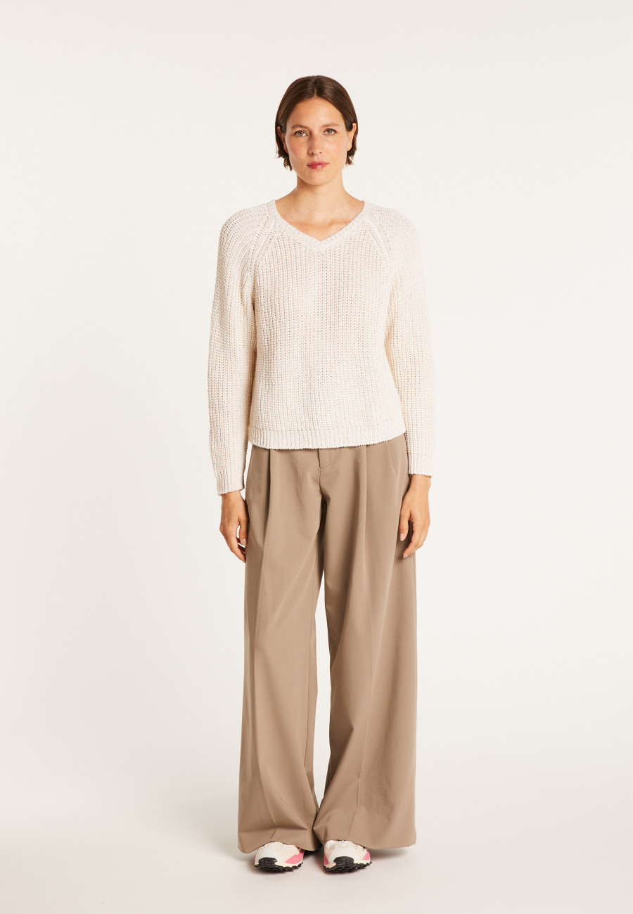 Pull côtelée col V - Charles 6448 boréal - 48 Bleu roi