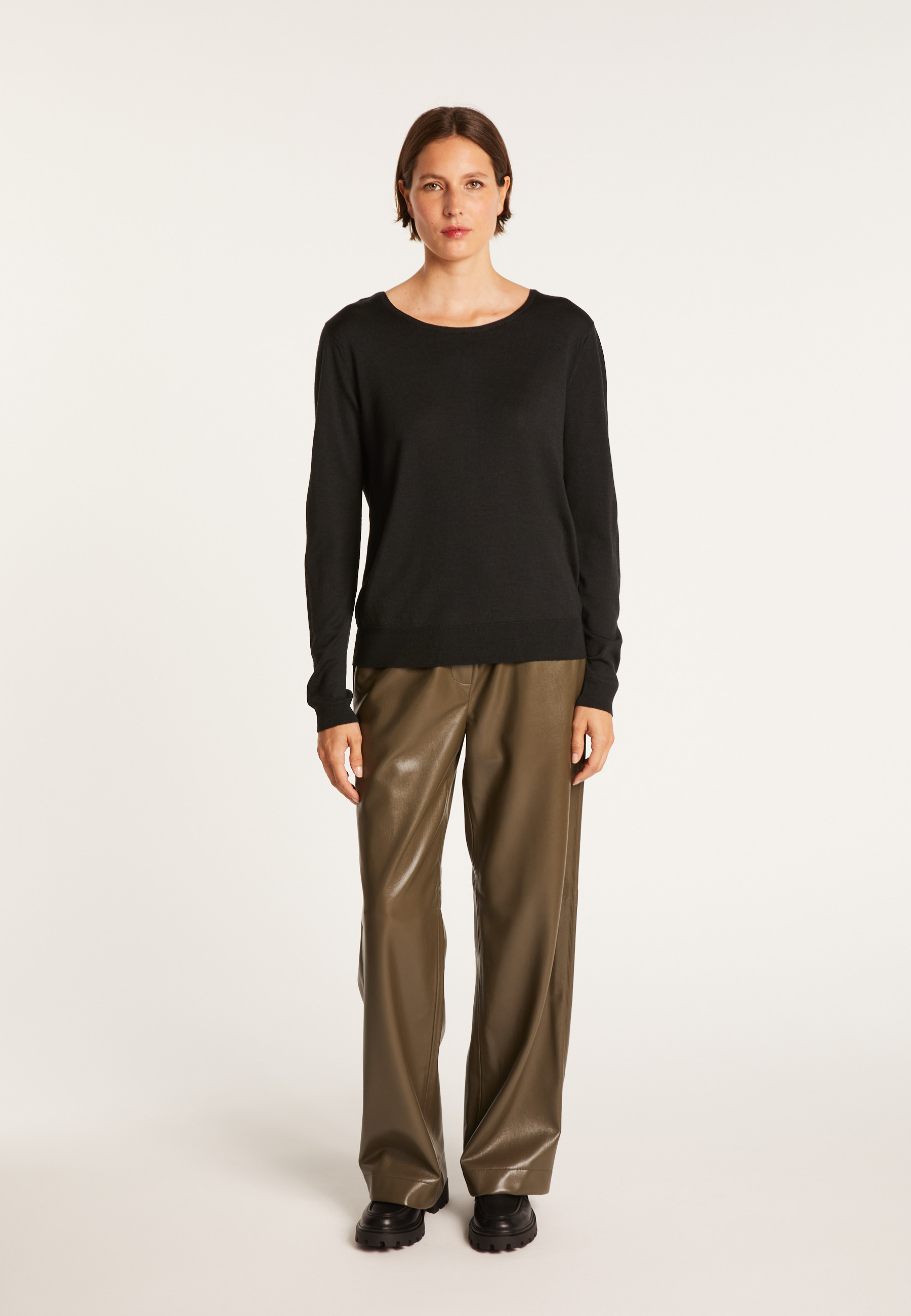 Pull en laine et soie fente dans le dos - Euphrosine 6395 CAMEL - 46 marron clair
