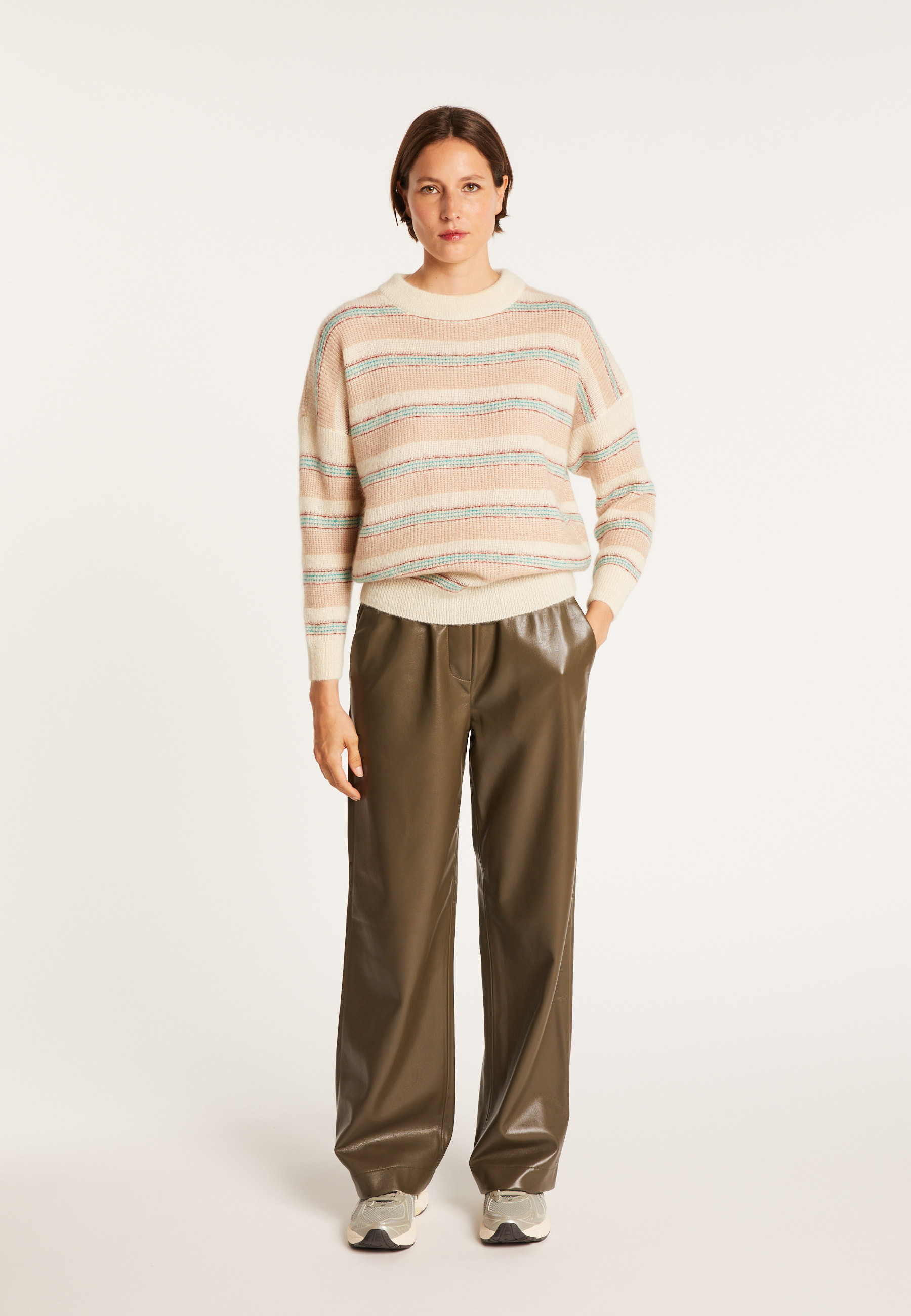 Round-neck striped mohair sweater - Charlie