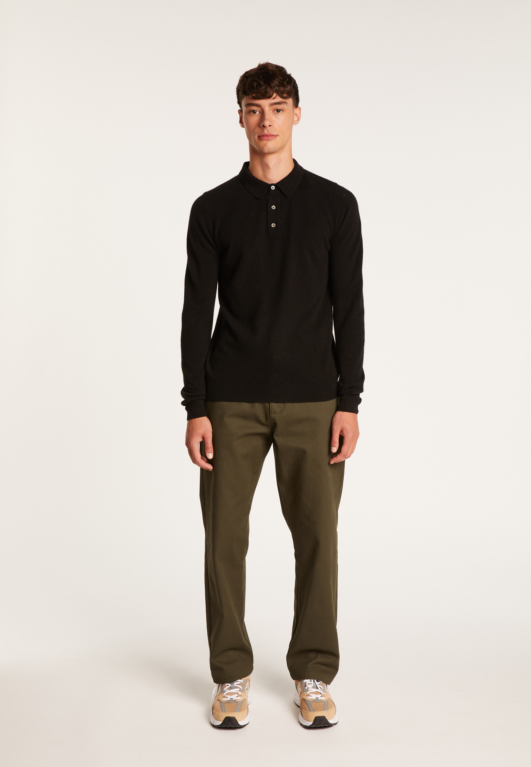 long-sleeved polo shirt in 100% cashmere-BILLY