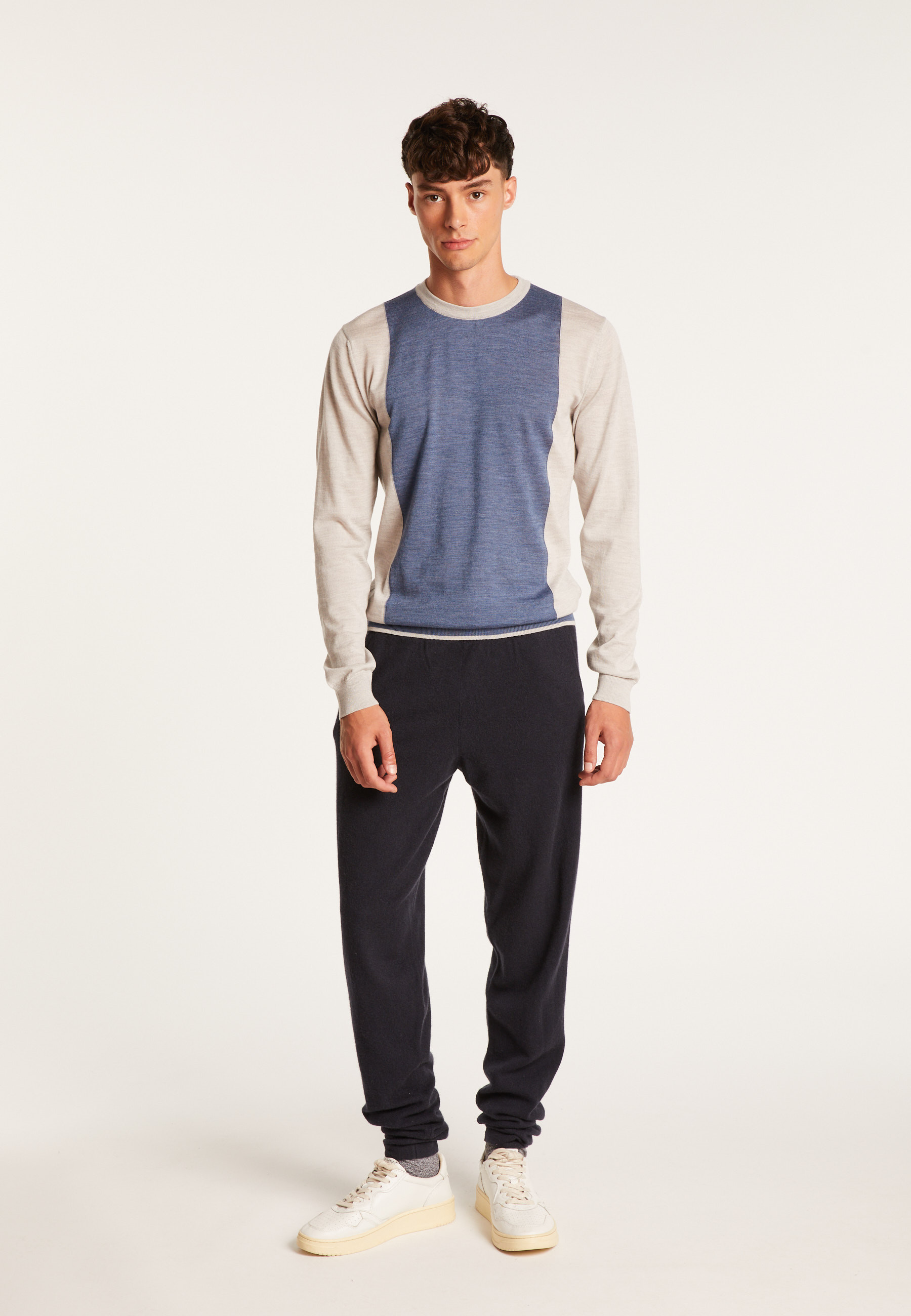 Pull bicolore en laine - Lasso 7147 baltique/marine - 05 Bleu marine