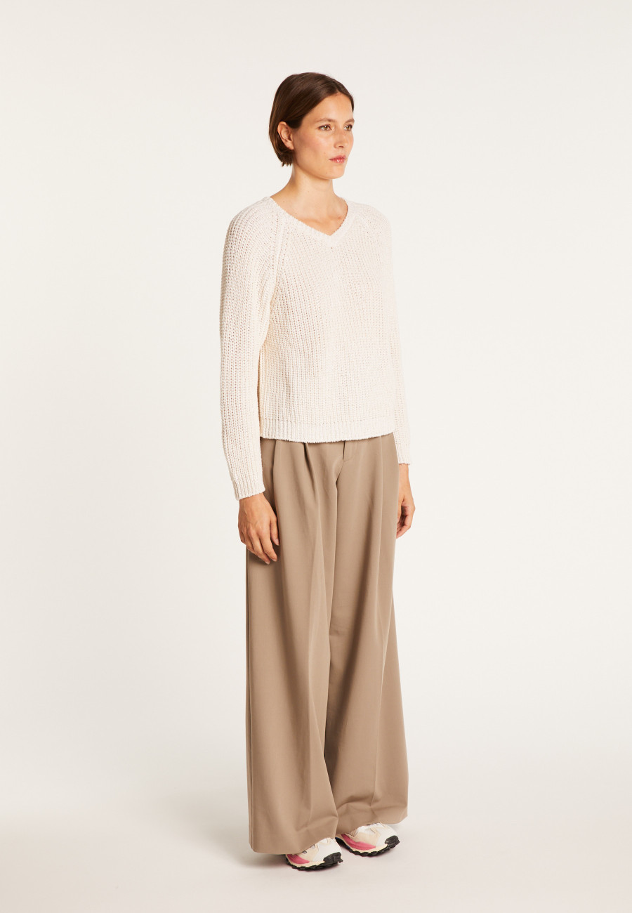 Suéter canelado com decote em V - Charles