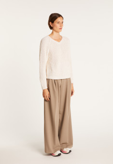 Pull côtelée col V - Charles 6448 boréal - 48 Bleu roi