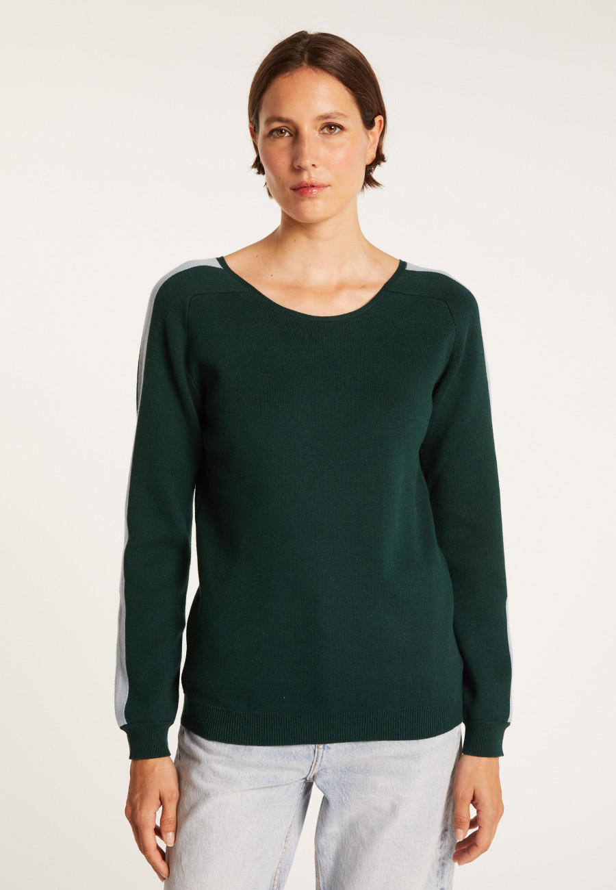 V-neck back jumper in cotton cashmere - Pandore