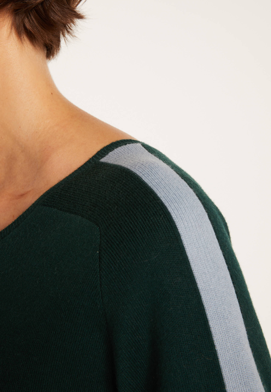 V-neck back jumper in cotton cashmere - Pandore