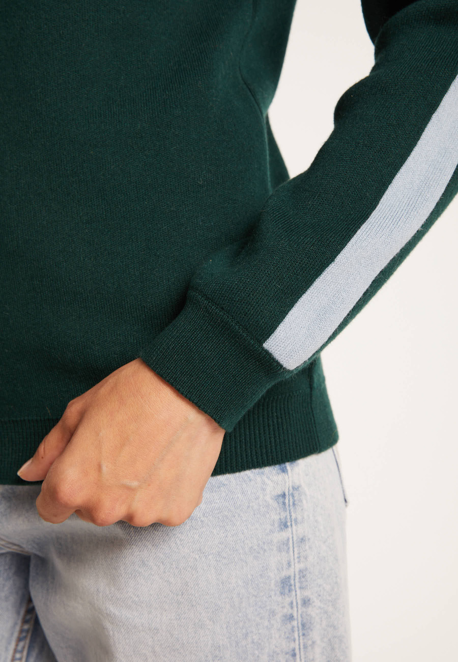 V-neck back jumper in cotton cashmere - Pandore