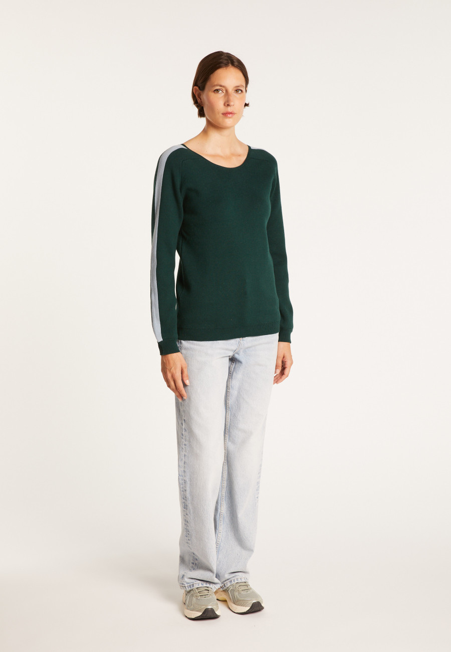 V-neck back jumper in cotton cashmere - Pandore