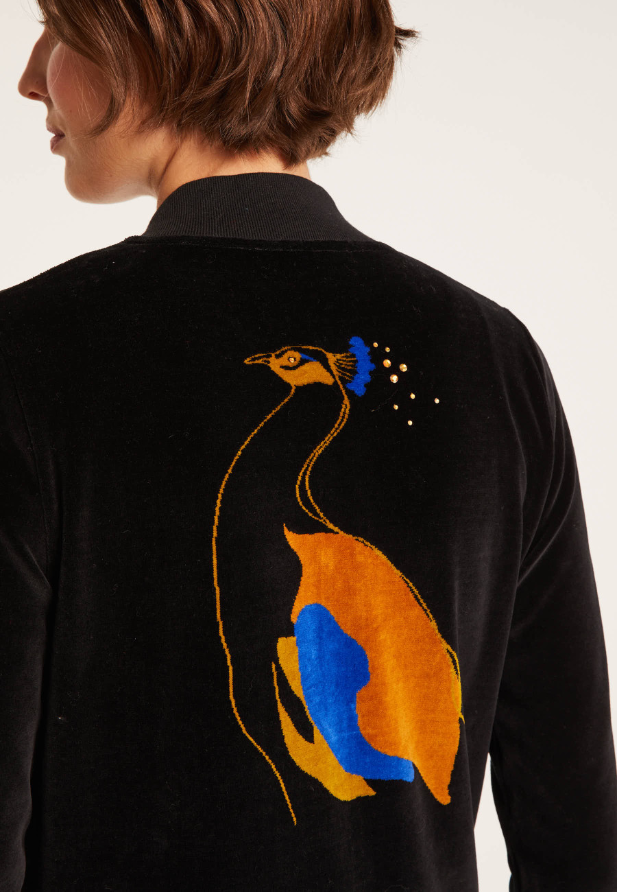 Velour baseball jacket with peacock - Pierce