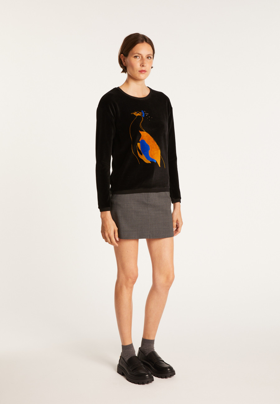 Sweat en velours avec paon - Pavel