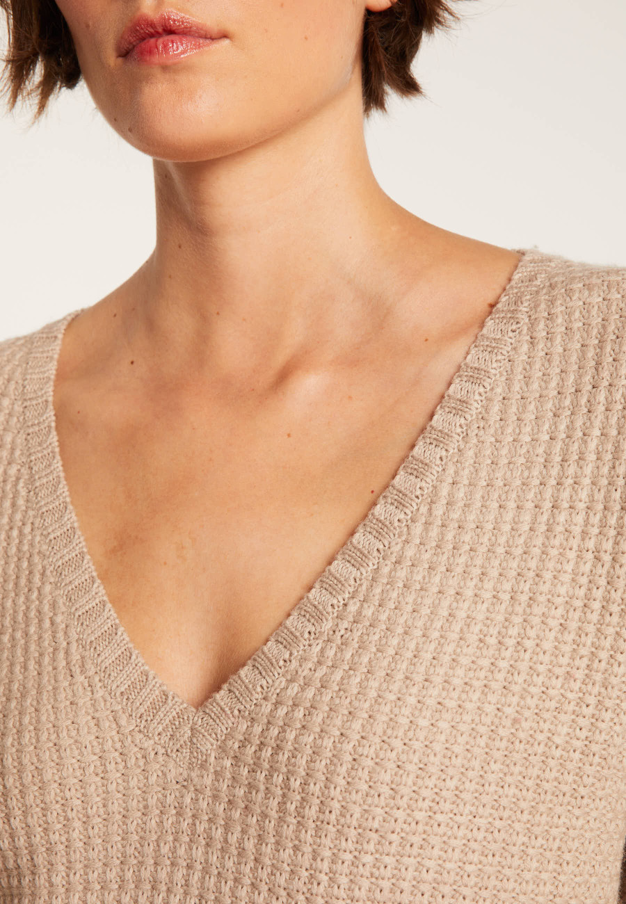 Pull col V en laine mérinos - Soizic