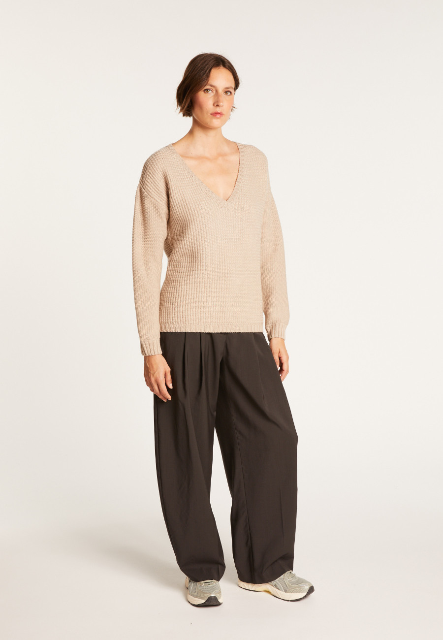 Pull col V en laine mérinos - Soizic