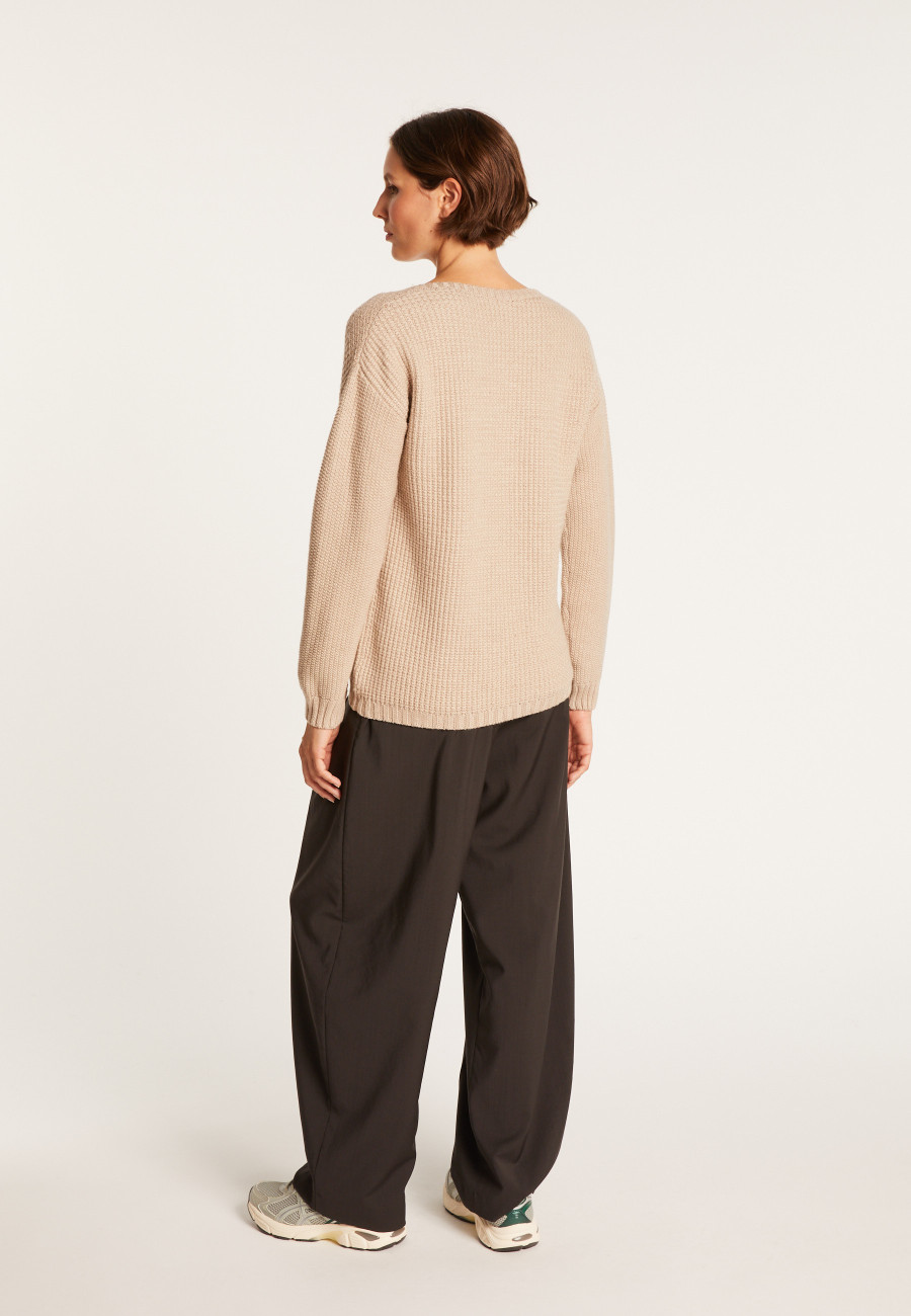 Pull col V en laine mérinos - Soizic