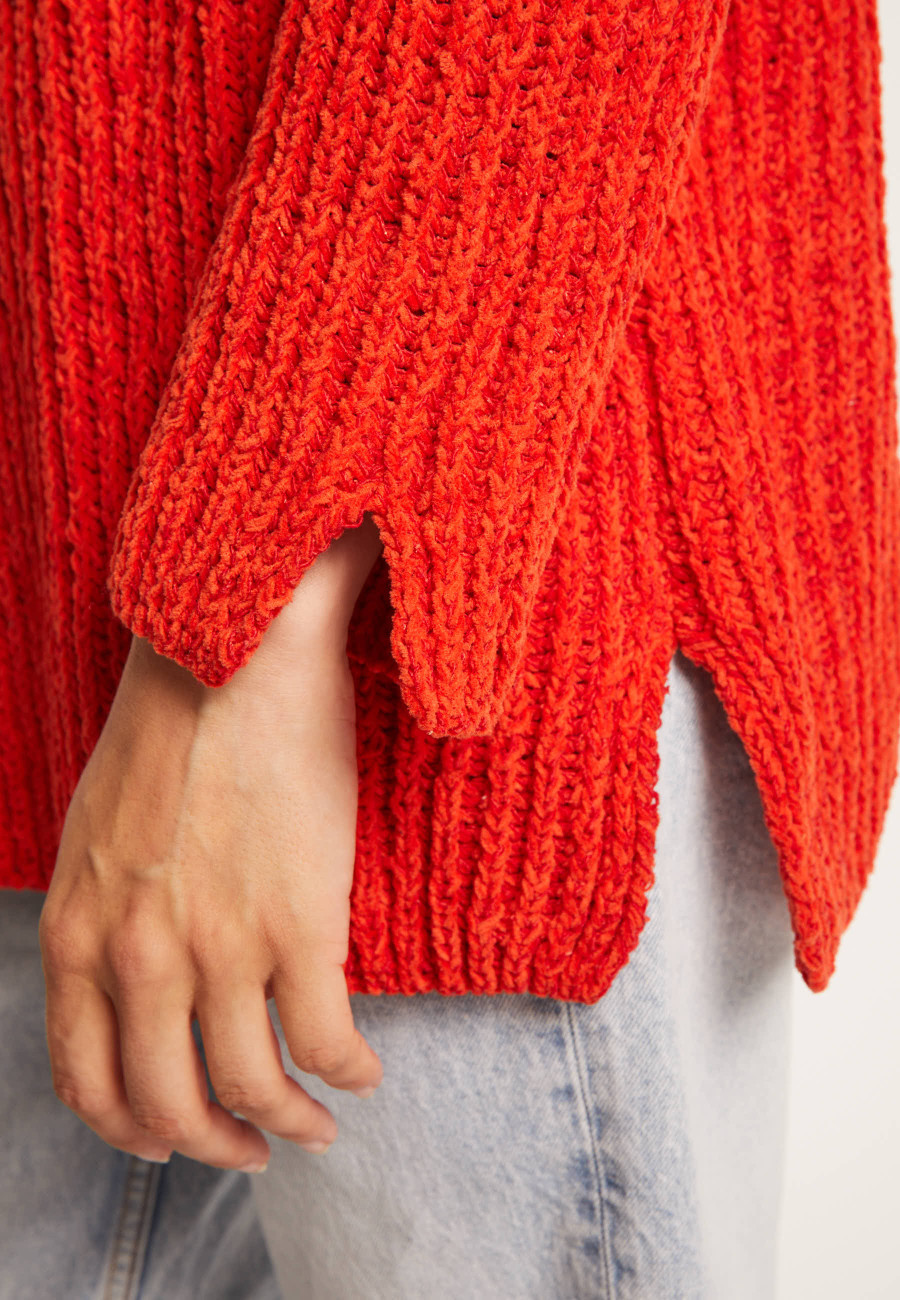 Jumper with slits in silk and wool velour - Bonnou