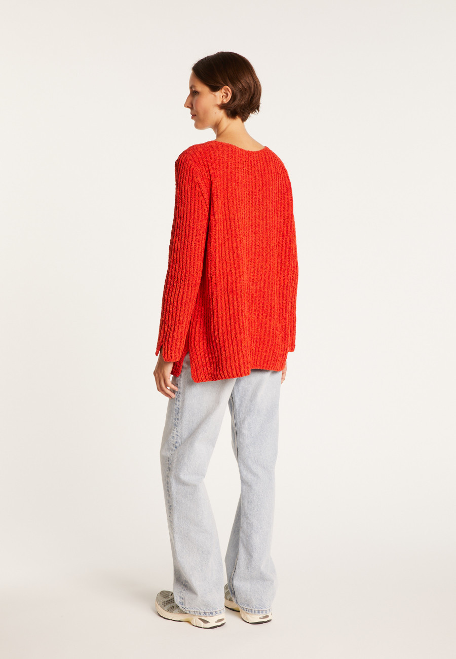Jumper with slits in silk and wool velour - Bonnou