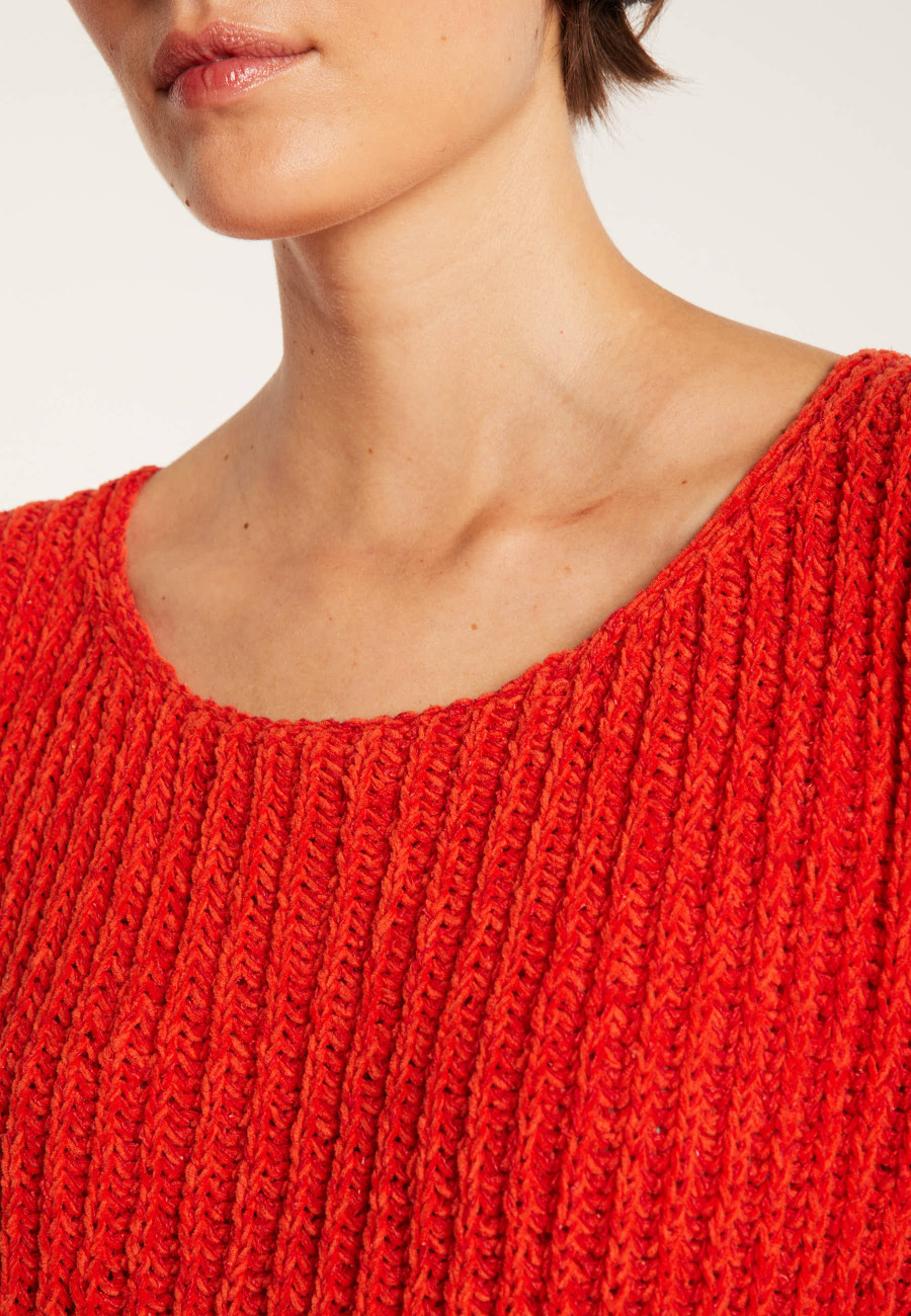 Jumper with slits in silk and wool velour - Bonnou