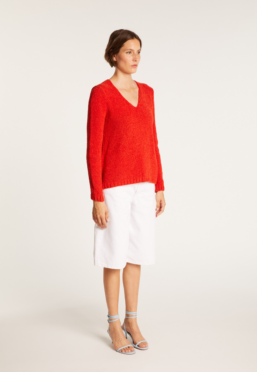 V-neck jumper in silk and wool velour - Bobbye