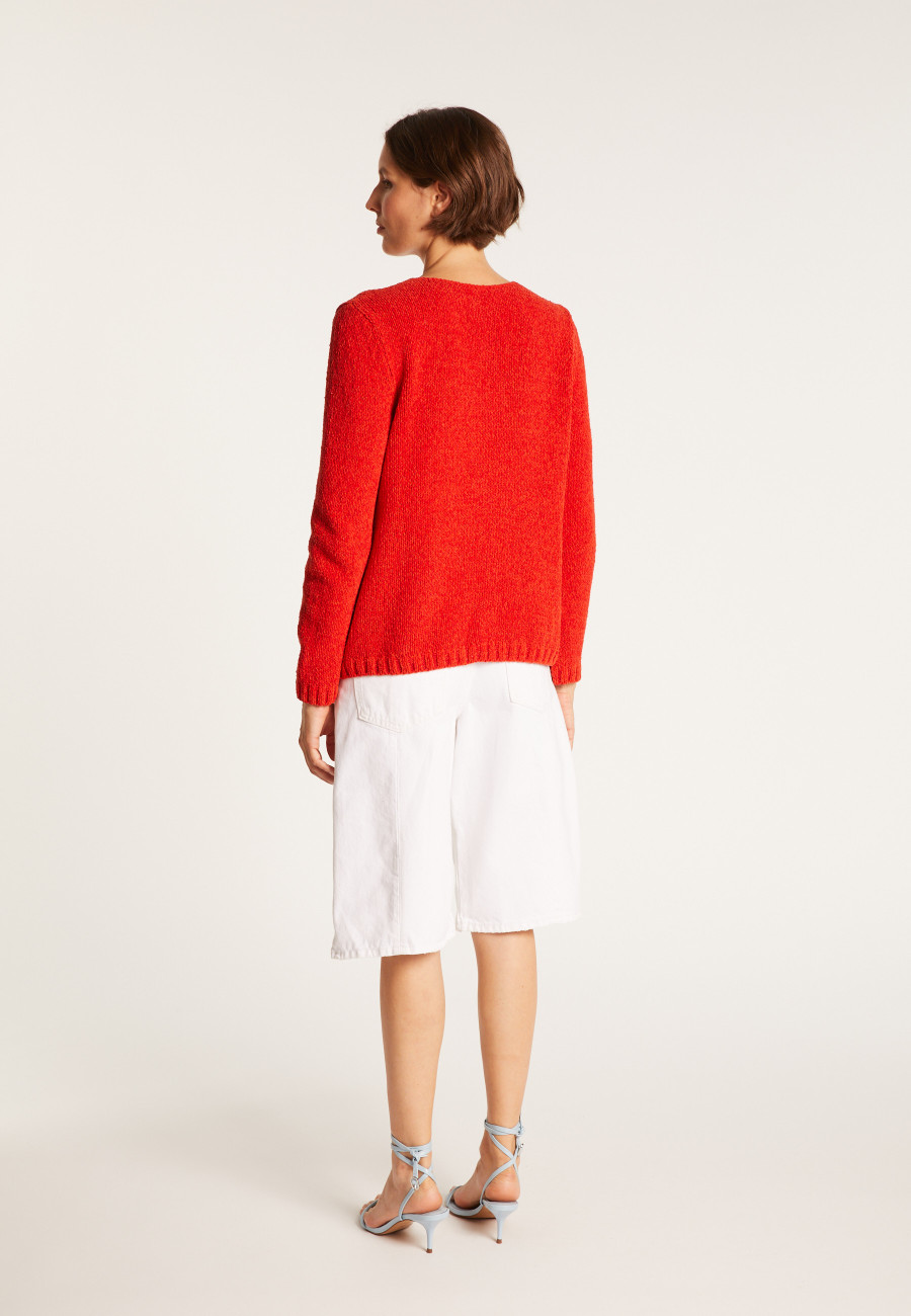 V-neck jumper in silk and wool velour - Bobbye