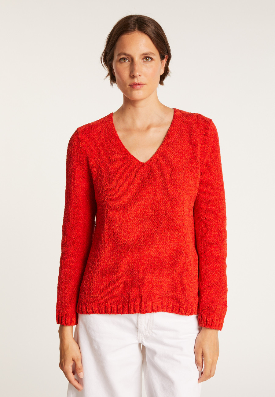 Pull col V en soie laine velours - Bobbye