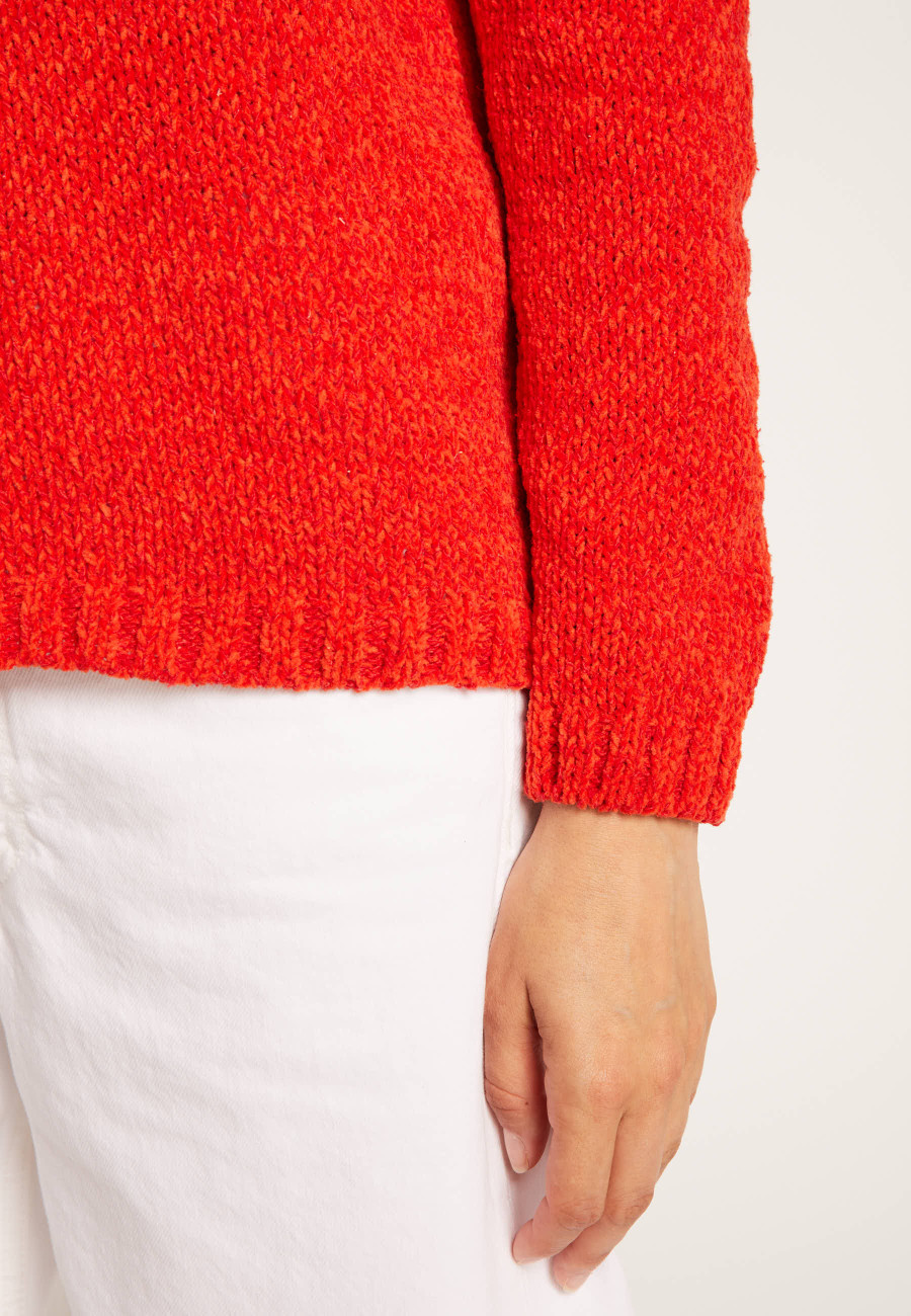 V-neck jumper in silk and wool velour - Bobbye