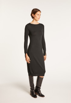 Dress made of wool and silk with back slit -  Epopée