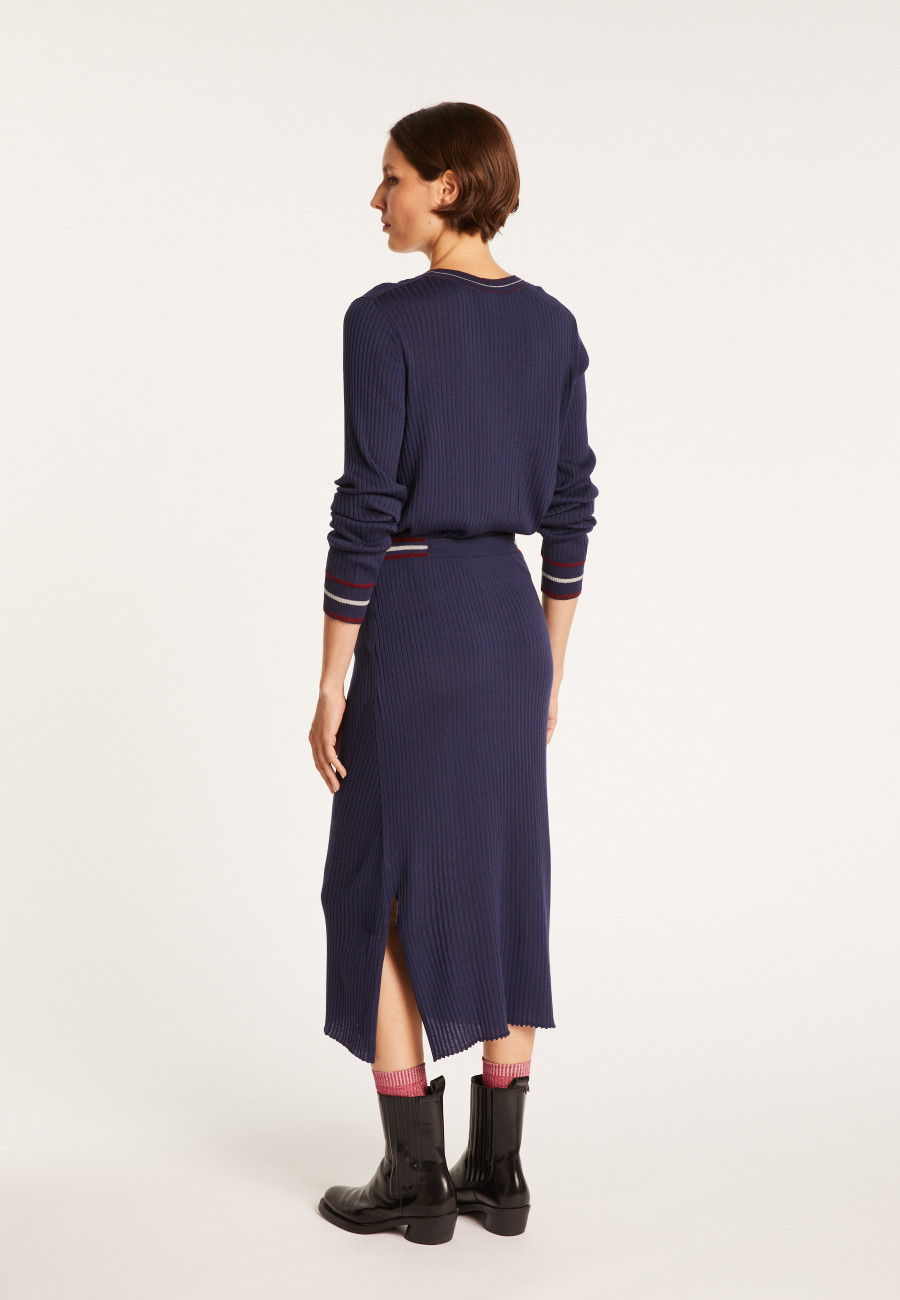 Jupe droite en laine côtelée - Etreinte