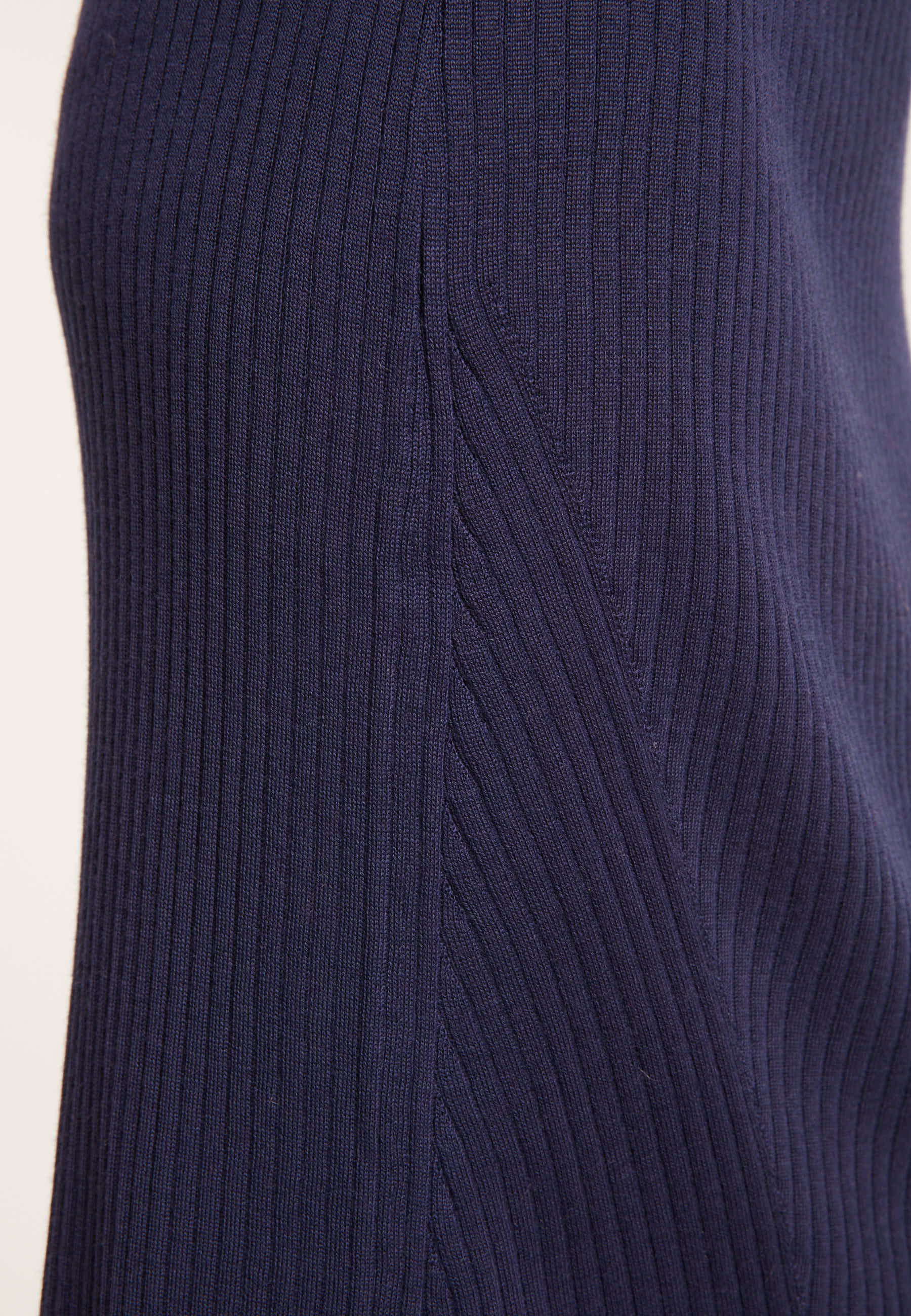 Jupe droite en laine côtelée - Etreinte 6325 navy - 05 bleu marine