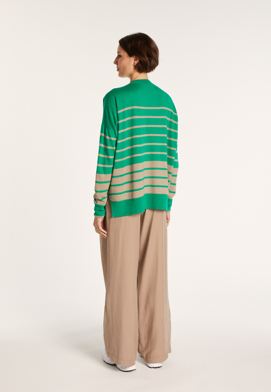 Two-tone striped cashmere linen sweater - Nerja