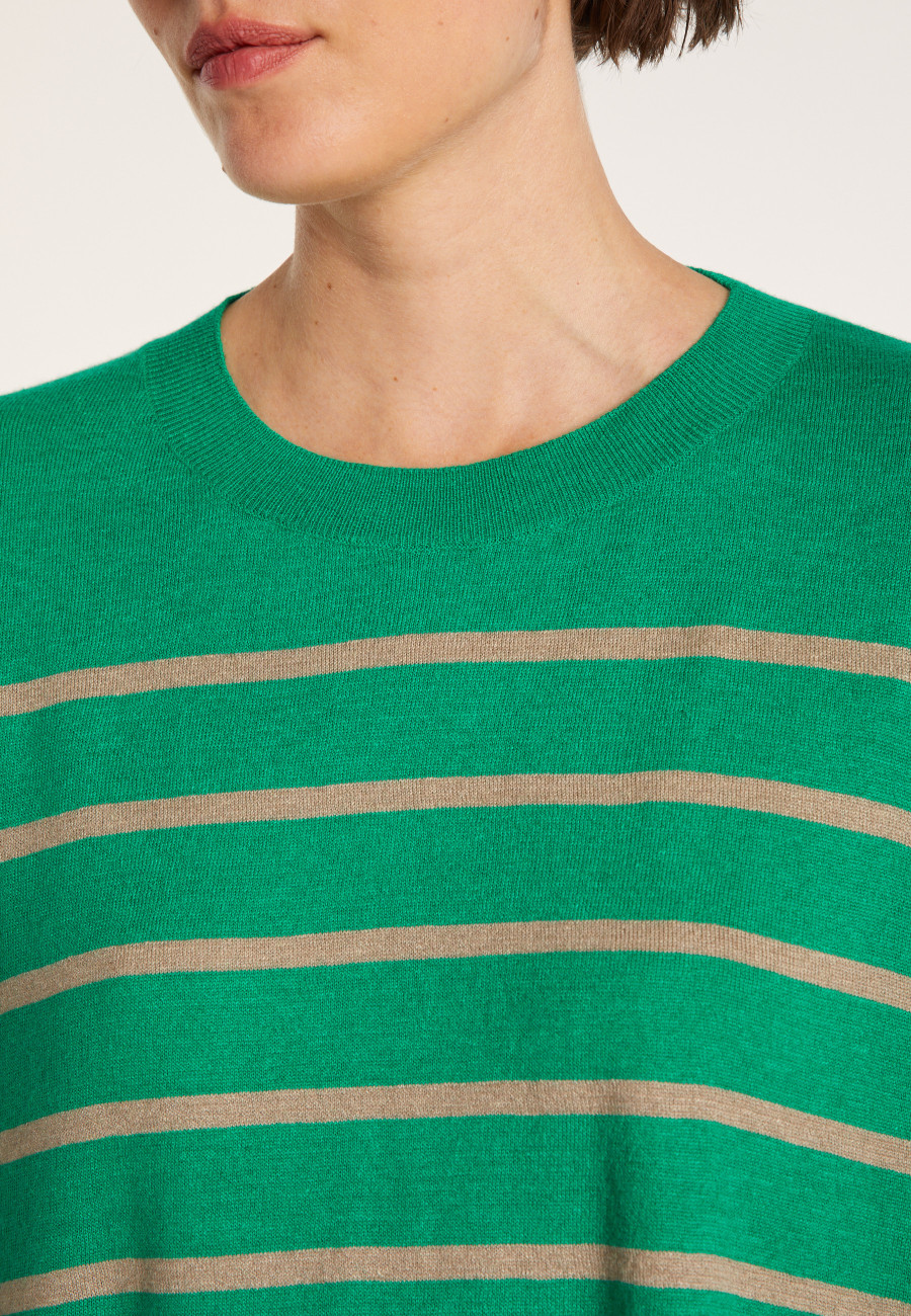 Two-tone striped cashmere linen sweater - Nerja