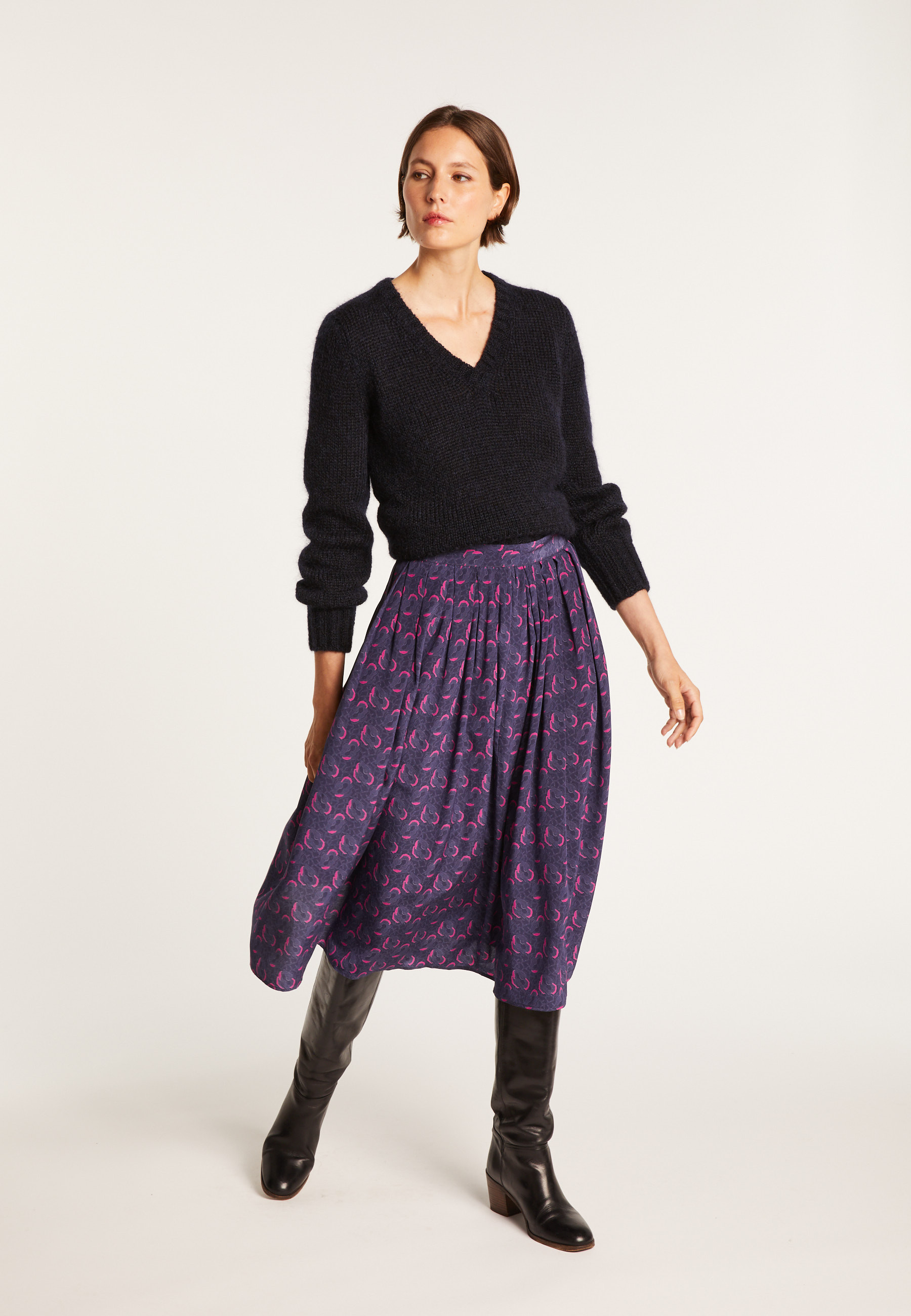 Jupe longue Maison Montagut x Martin Morel - Envolée 6340 navy - 05 bleu marine