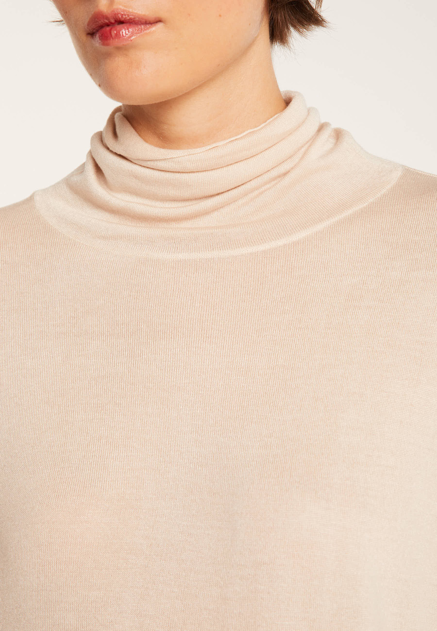 Suéter oversized de gola alta em fibra de caxemira de bambu - Heva