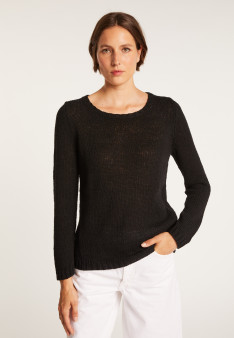 BENJI. PULL COL ROND LAINE ET COTON