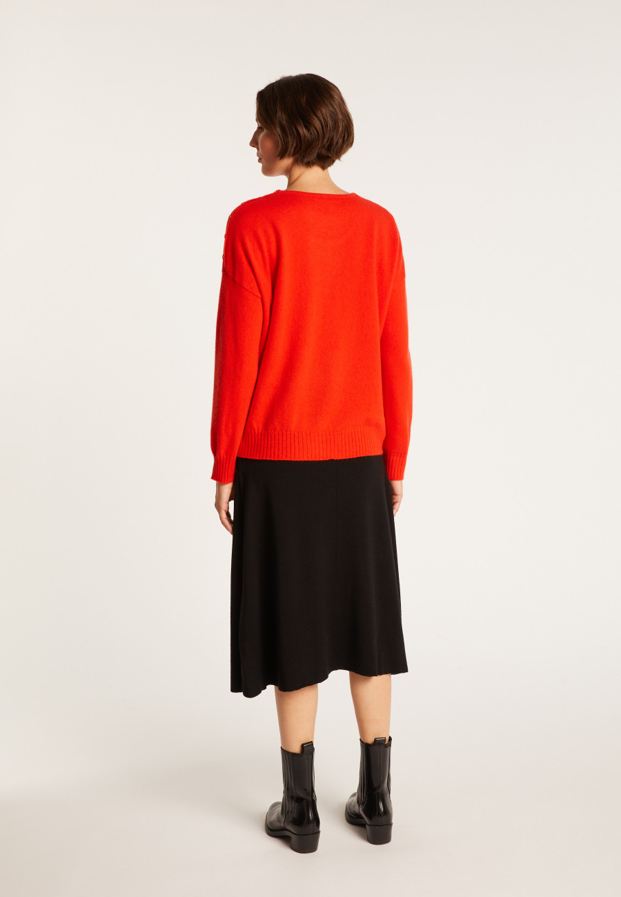 Cashmere wide shoulder buttons sweater - Brook