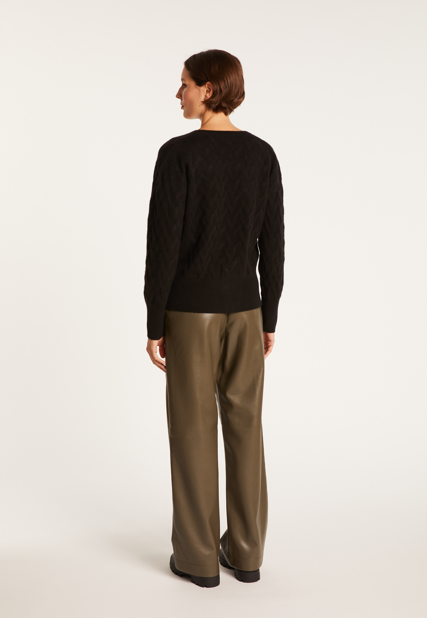 Cardigan à fantaisie de torsades en cachemire - Fiona 7002 arome - 82 Ecru