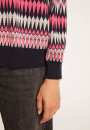 Pull motifs aztèques en  laine - Fidji 7159 marine/vapeur/pivoine 05 Bleu marine