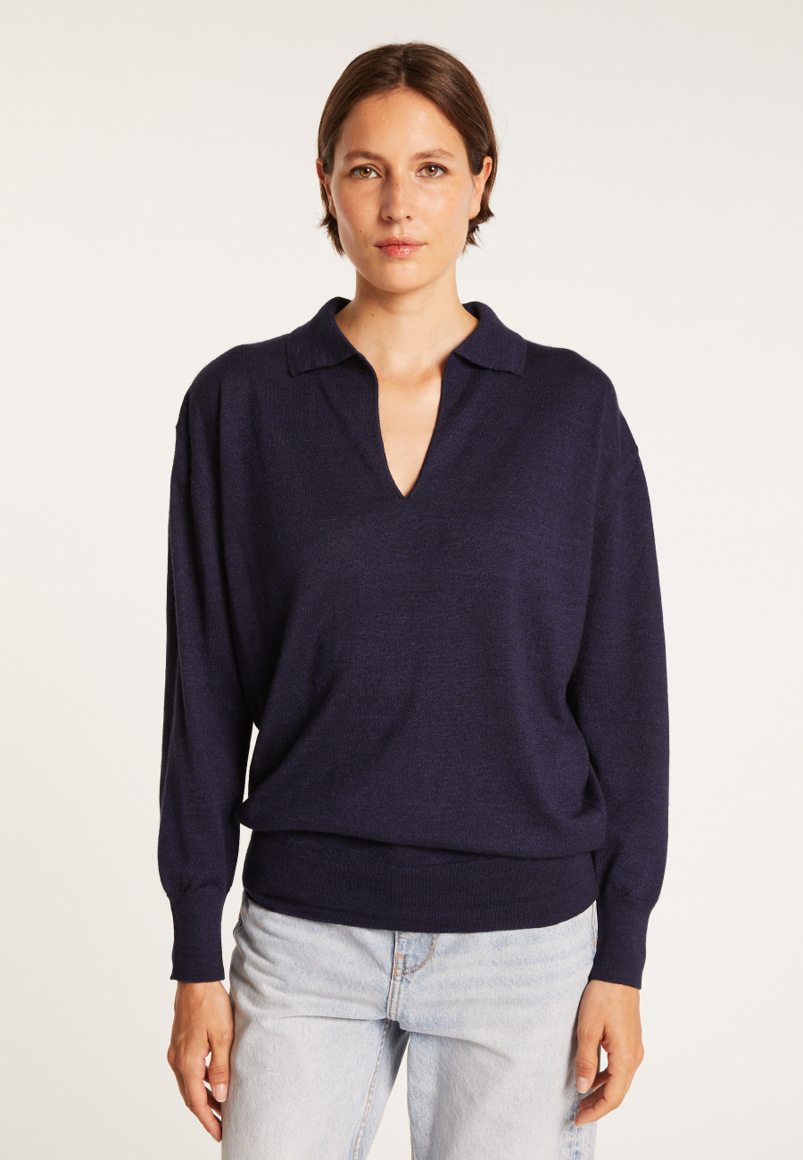 Linen cashmere sweater with polo neck - Bilbao