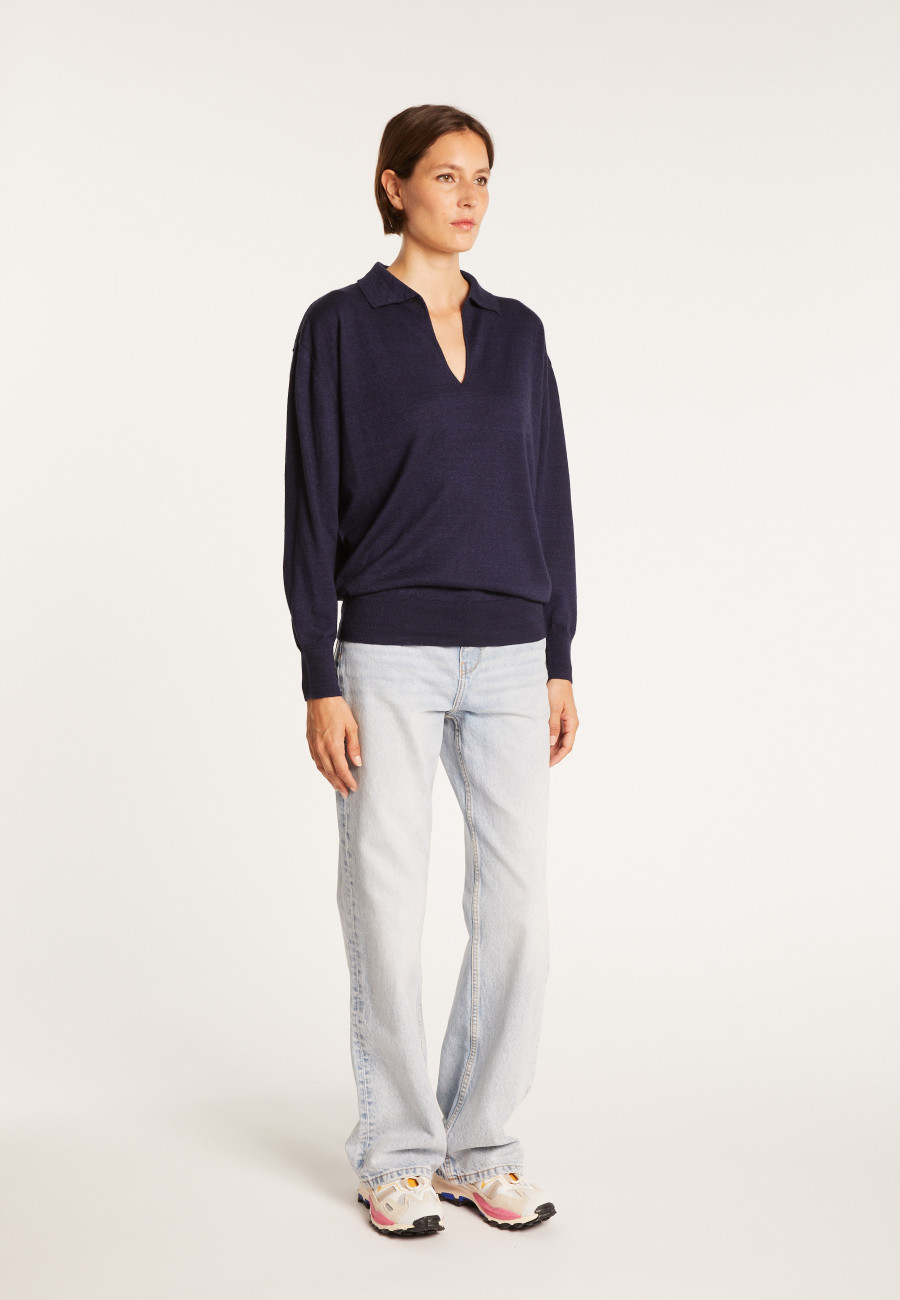 Linen cashmere sweater with polo neck - Bilbao